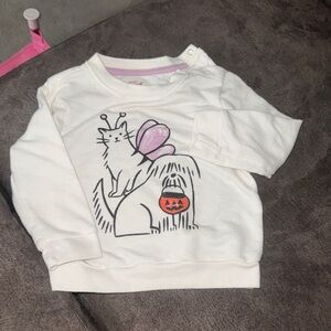 Cat & Jack White Sweatshirt with Cat and Pumpkin Graphic